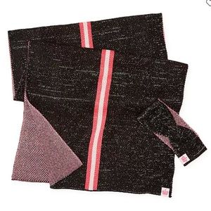 Juicy Couture Long Scarf & Head Band Set Black Pink White Silver